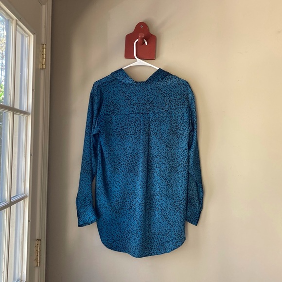 Zara Blue Leopard Print Button Down Shirt XS - Picture 4 of 6